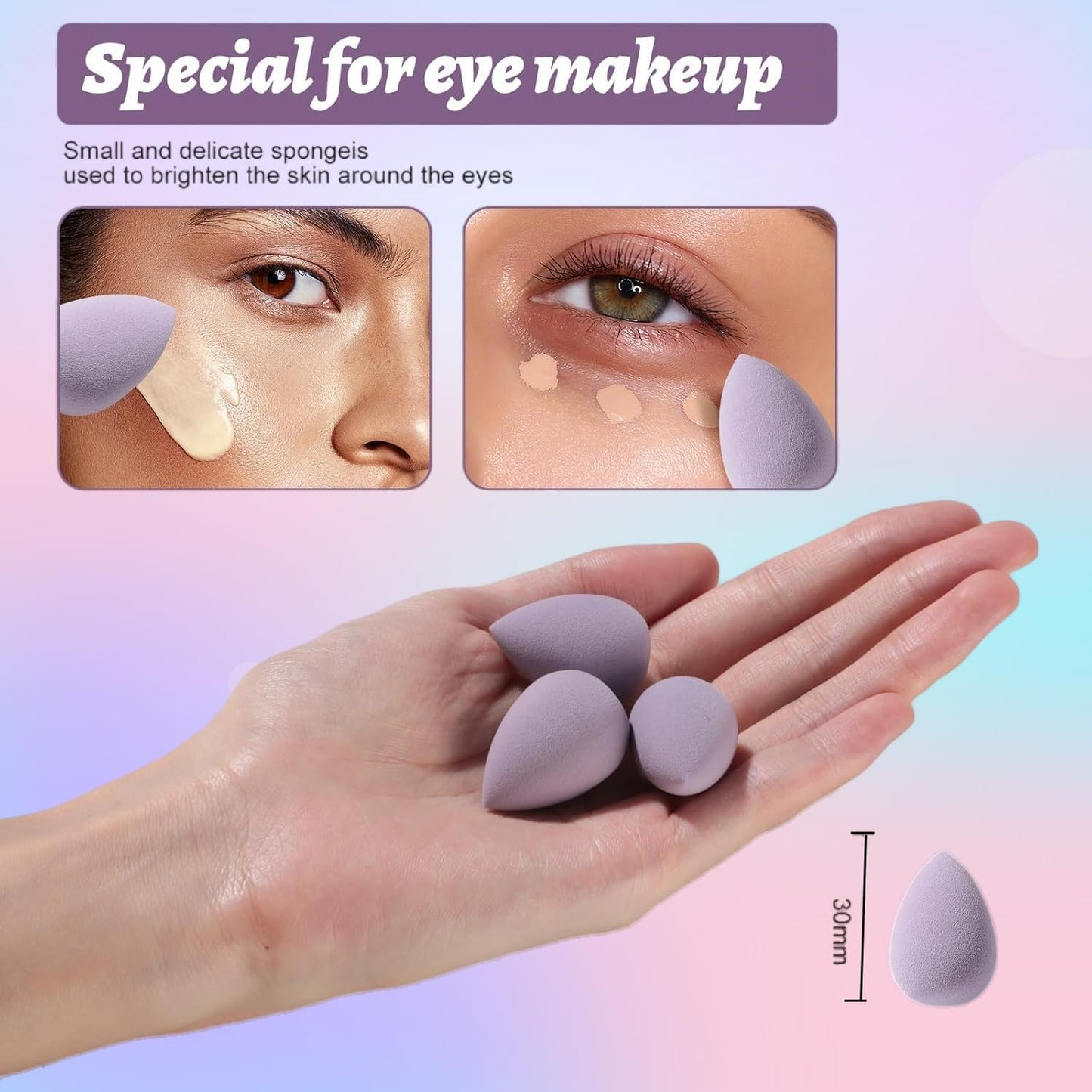 14-Piece Makeup Sponge Set Makeup Sponge Mixer 7 Powder Puffs 4 Mini Makeup Sponges and 3 Finger-Wrapped Makeup Sponges for Liquid Foundation Powder Concealer and Cream.