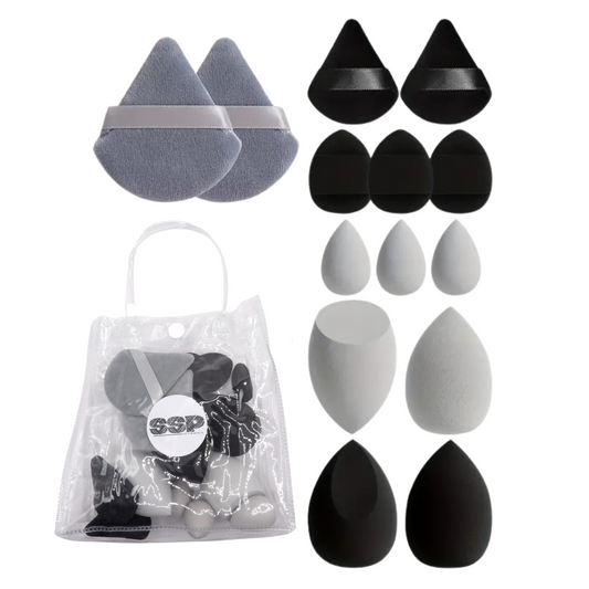 14-Piece Makeup Sponge Set Makeup Sponge Mixer 7 Powder Puffs 4 Mini Makeup Sponges and 3 Finger-Wrapped Makeup Sponges for Liquid Foundation Powder Concealer and Cream.